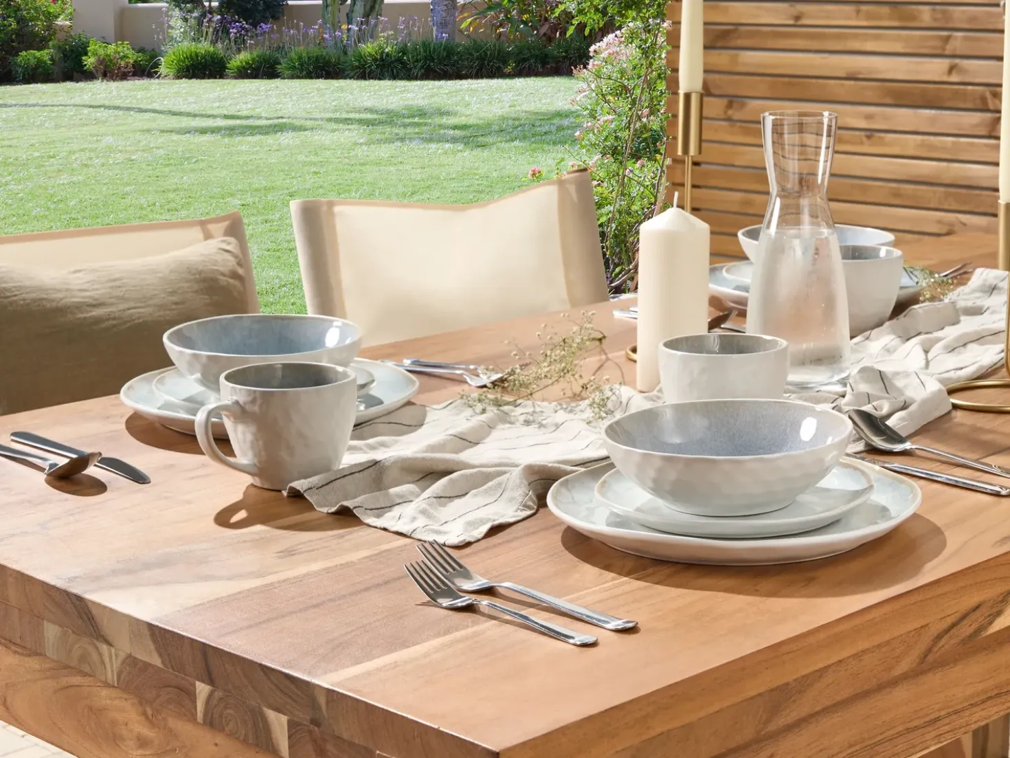 Set di 16 stoviglie SESAME Gres porcellanato Grigio chiaro