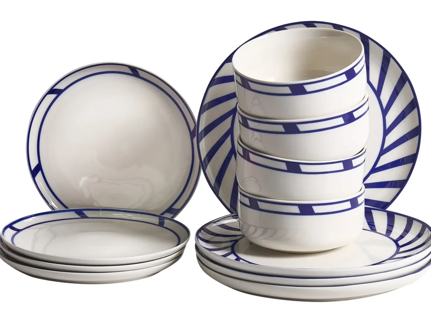 Set di 12 stoviglie SHISO Porcellana Bianco/Blu