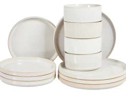 Set di 12 stoviglie SPIKENARD Gres porcellanato Bianco sporco