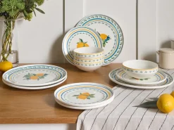 Set di 12 stoviglie TARRAGON Porcellana Bianco/Verde