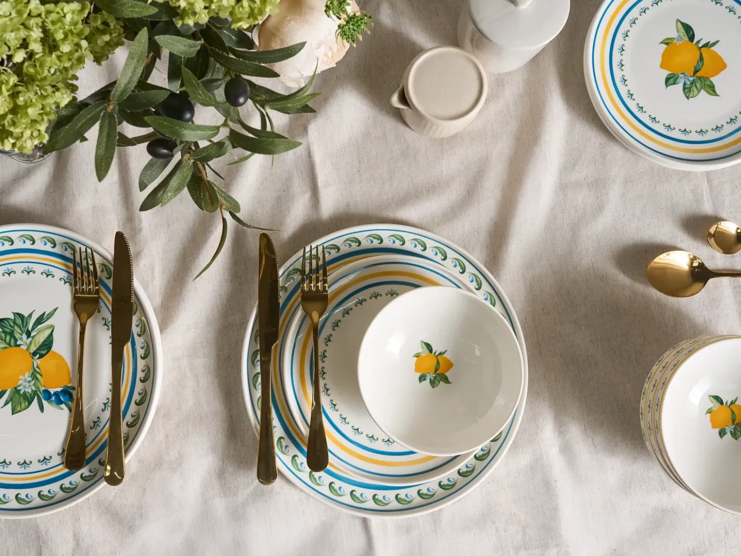 Set di 12 stoviglie TARRAGON Porcellana Bianco/Verde