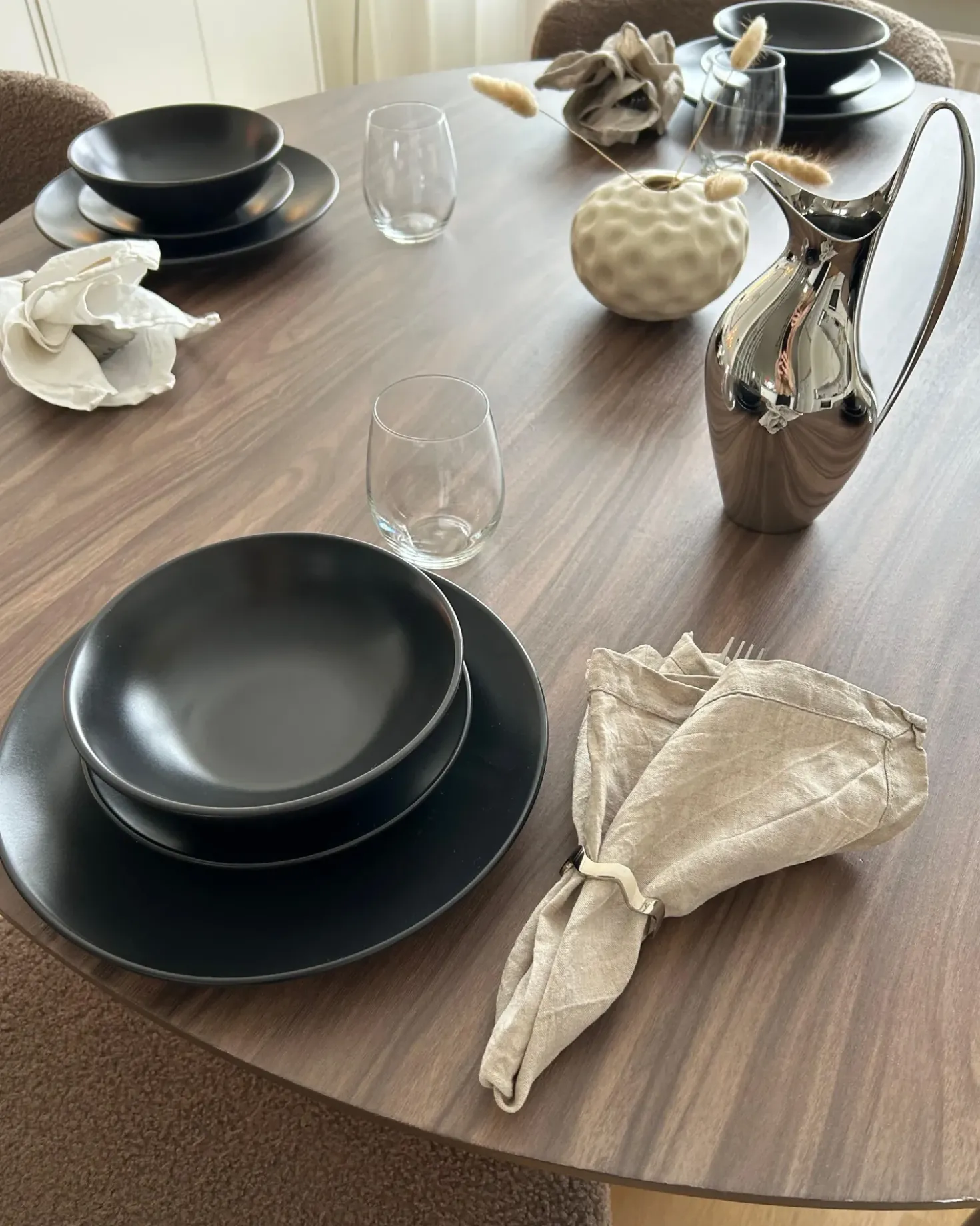 Set di 18 stoviglie VIVANI Gres porcellanato Nero