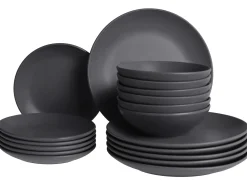 Set di 18 stoviglie VIVANI Gres porcellanato Nero