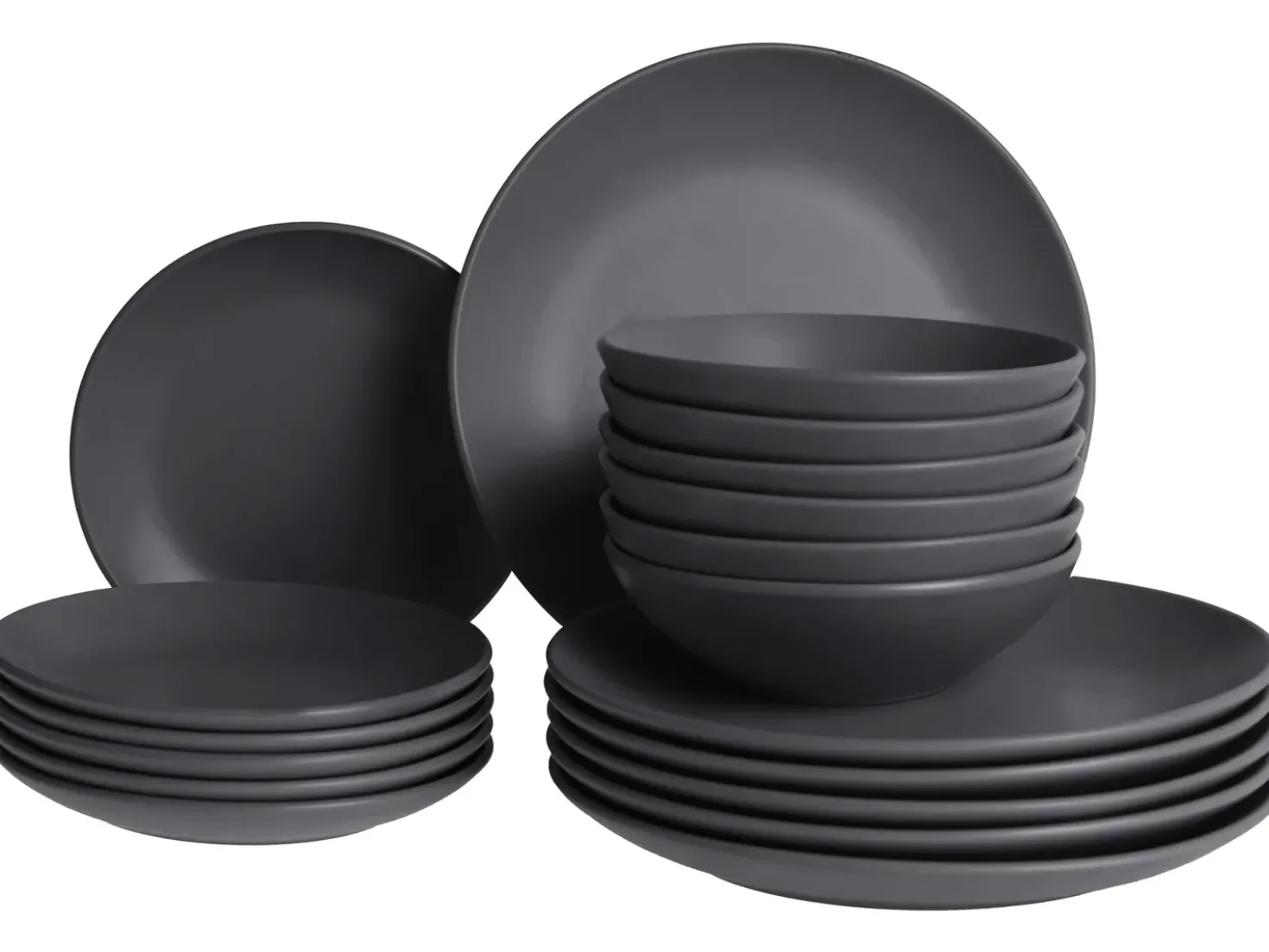 Set di 18 stoviglie VIVANI Gres porcellanato Nero