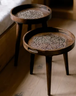 Set di 2 tavolini ASTAI Legno di mango Marrone scuro