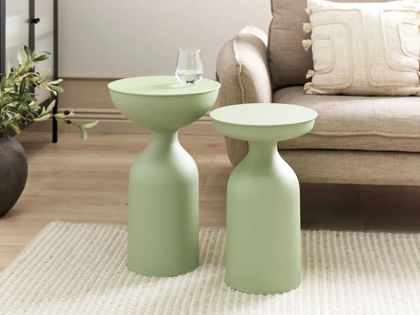 Set di 2 tavolini COTA/TENJO Metallo Verde chiaro