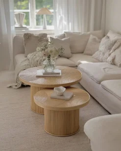 Set di 2 tavolini da caffè ILIOS Rattan Naturale