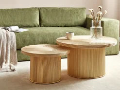 Set di 2 tavolini da caffè ILIOS Rattan Naturale