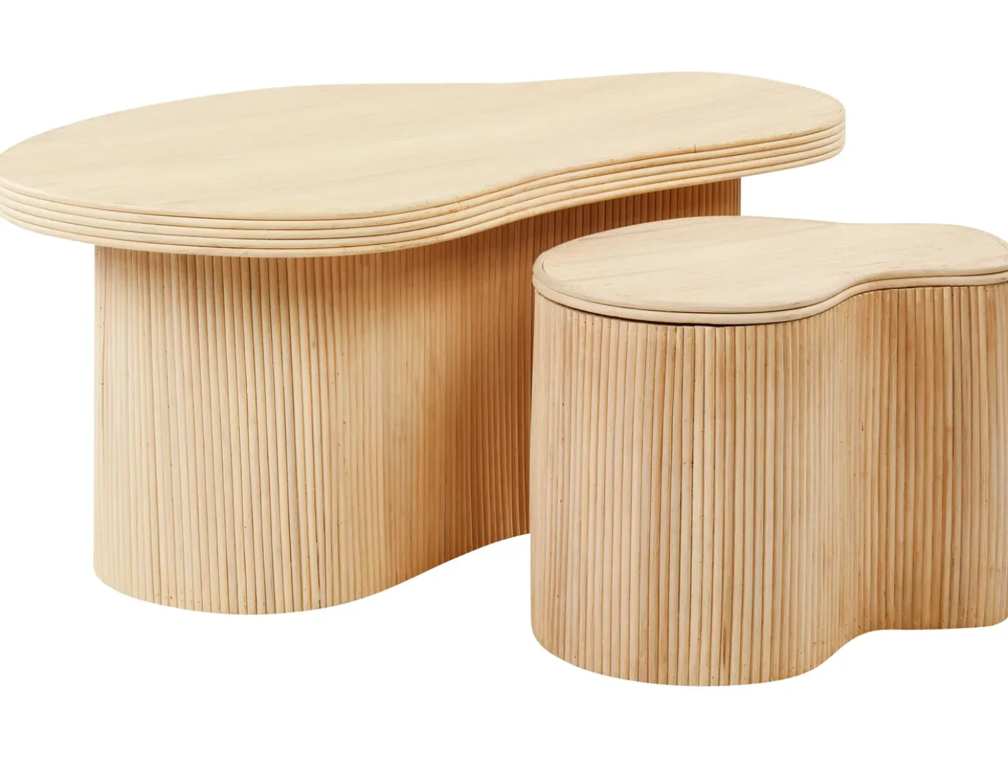 Set di 2 tavolini da caffè SALANTI Rattan Naturale con contenitore