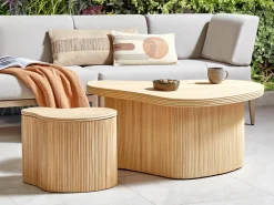 Set di 2 tavolini da caffè SALANTI Rattan Naturale con contenitore
