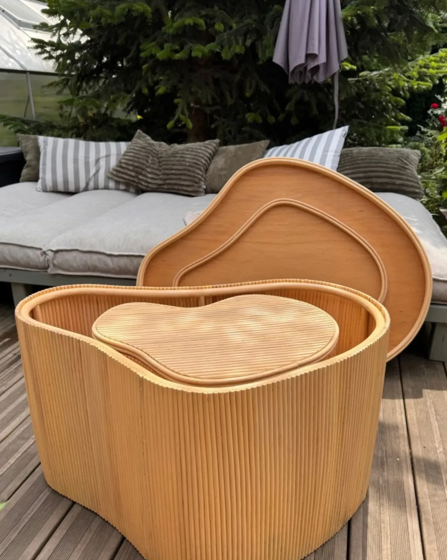 Set di 2 tavolini da caffè SALANTI Rattan Naturale con contenitore