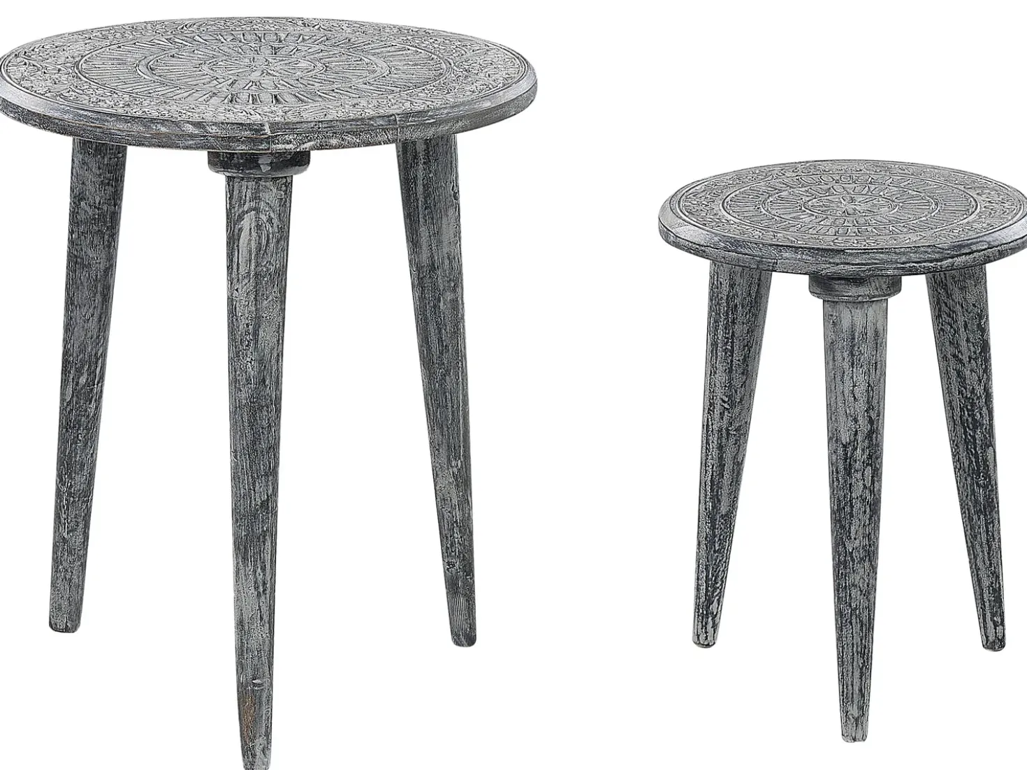 Set di 2 tavolini JATRA Legno di mango Grigio