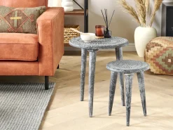 Set di 2 tavolini JATRA Legno di mango Grigio