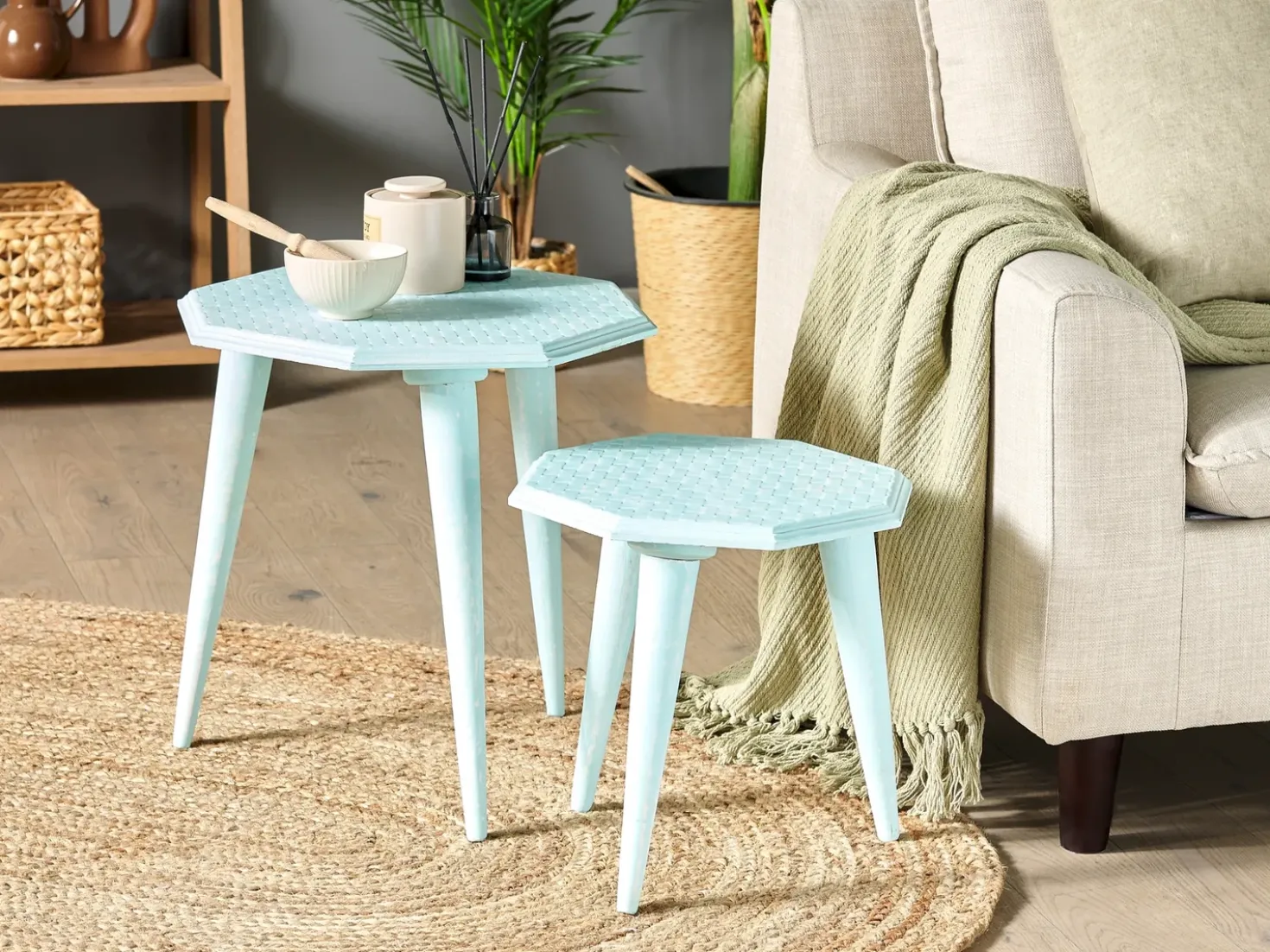 Set di 2 tavolini KANRI Azzurro