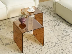Set di 2 tavolini KENDALL Vetro temperato Marrone