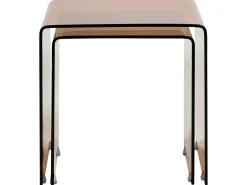 Set di 2 tavolini KENDALL Vetro temperato Marrone