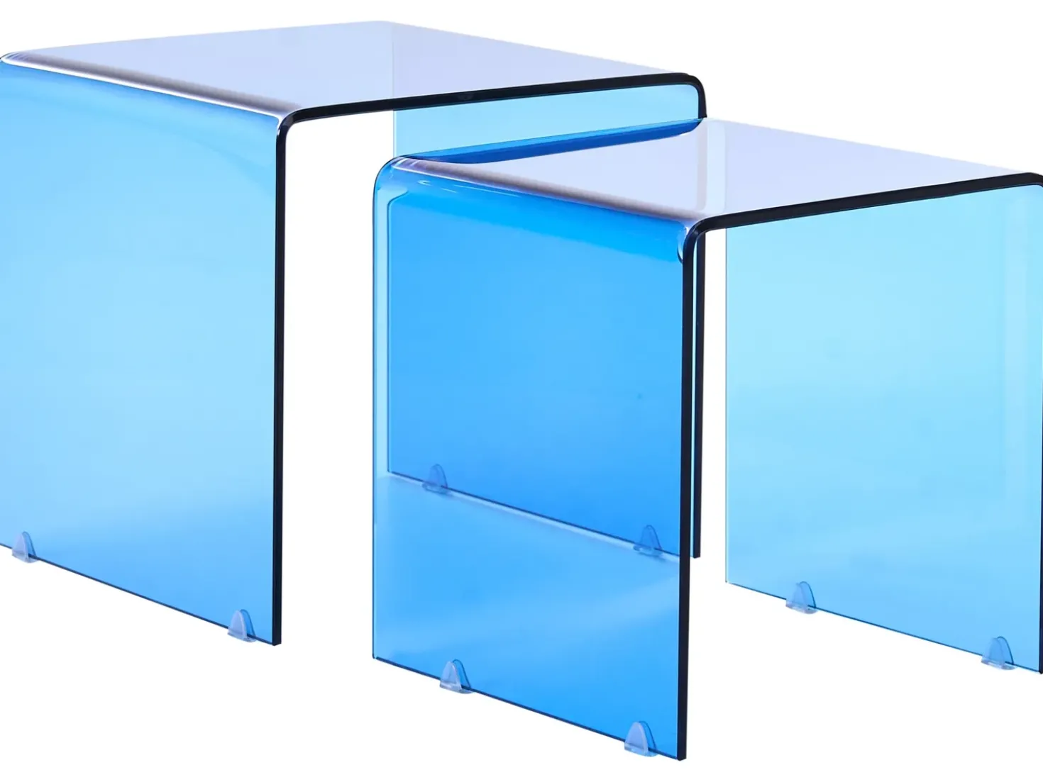 Set di 2 tavolini KENDALL Vetro temperato Blu