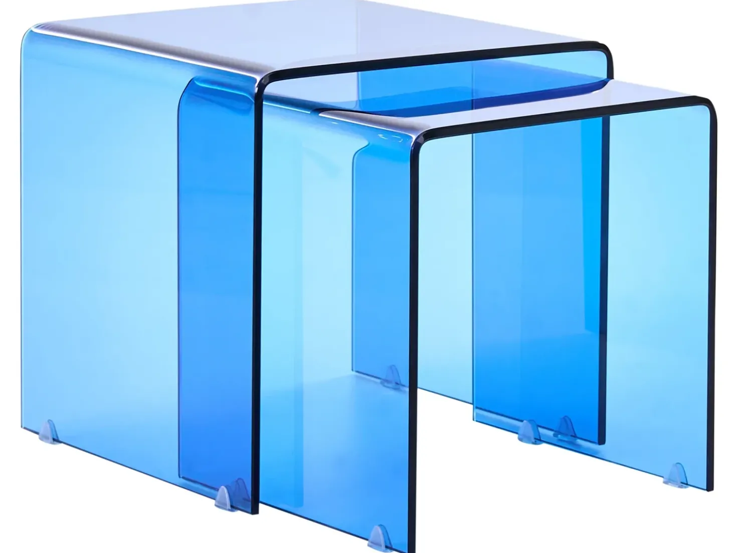 Set di 2 tavolini KENDALL Vetro temperato Blu