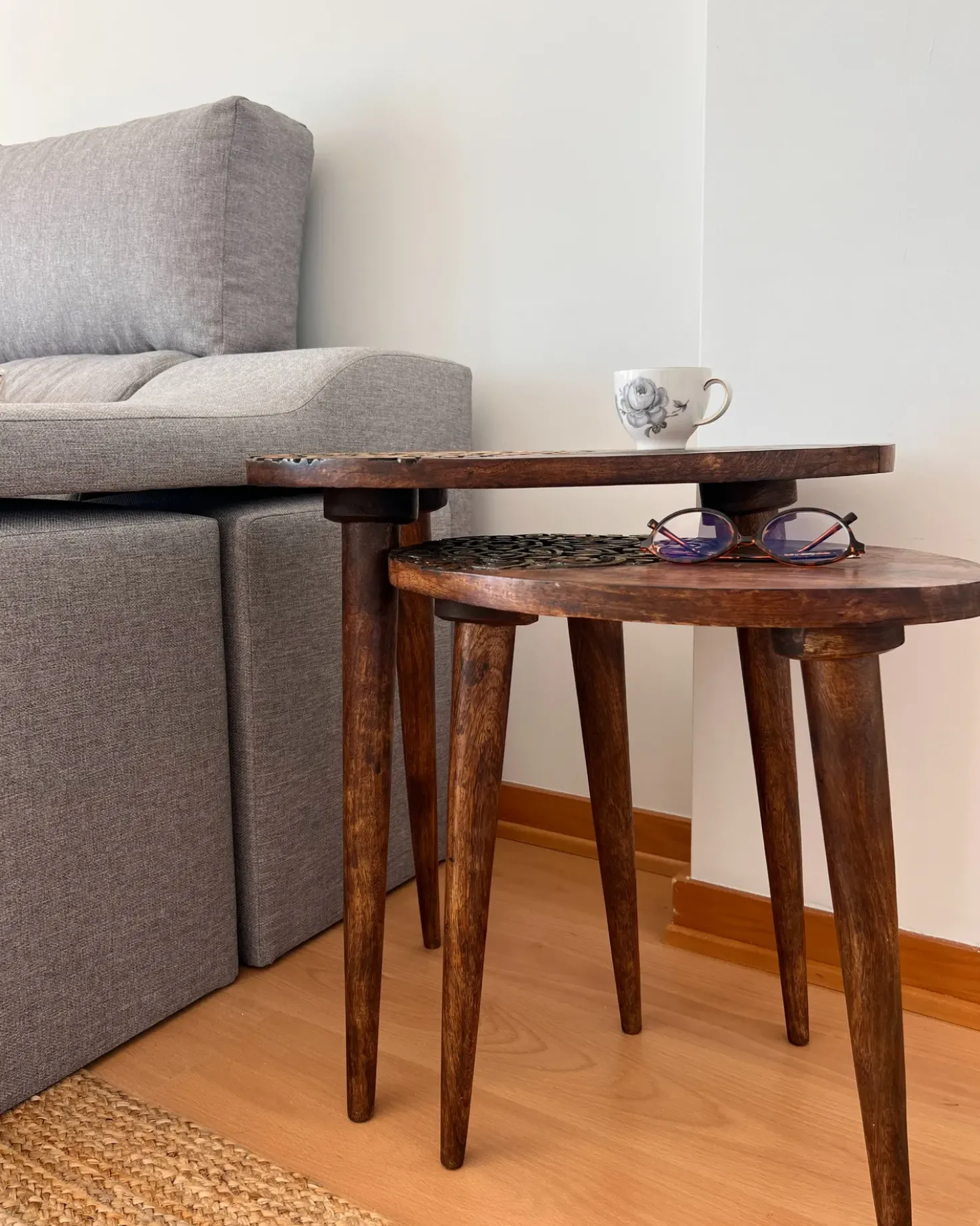 Set di 2 tavolini KHETUA Legno di mango Marrone