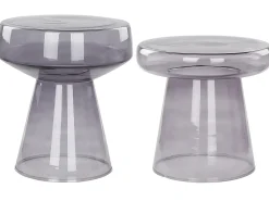 Set di 2 tavolini LAGUNA/CALDERA Vetro Grigio