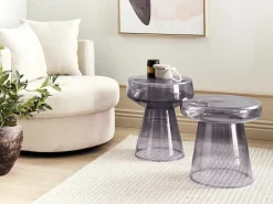 Set di 2 tavolini LAGUNA/CALDERA Vetro Grigio