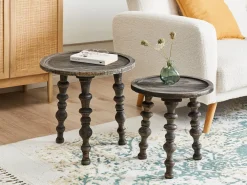 Set di 2 tavolini MARNOO Legno di mango Marrone scuro