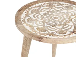 Set di 2 tavolini SAKITA Legno di mango Marrone/Bianco
