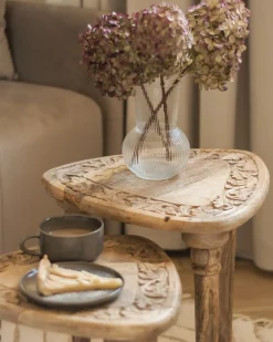 Set di 2 tavolini SAORA Legno di mango Marrone chiaro