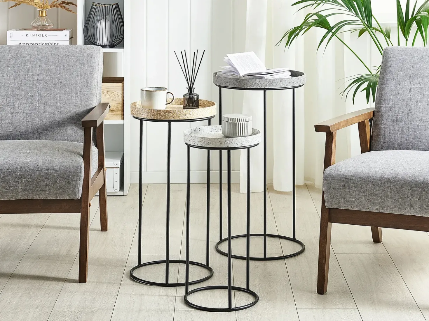 Set di 3 tavolini TEXON Nero