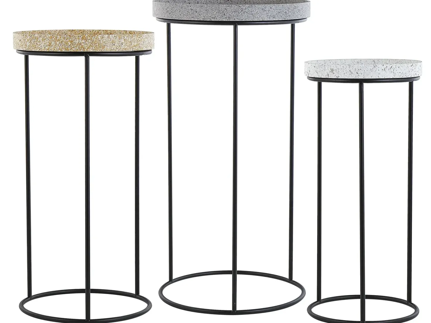 Set di 3 tavolini TEXON Nero