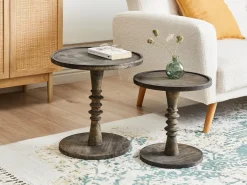 Set di 2 tavolini THALIA Legno di mango Marrone scuro