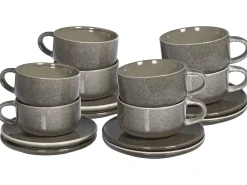 Set di 8 tazze con piattini COSTMARY Gres porcellanato Grigio
