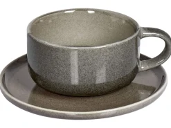 Set di 8 tazze con piattini COSTMARY Gres porcellanato Grigio