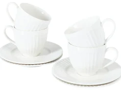 Set di 4 tazze con piattini COWSLIP Porcellana Bianco