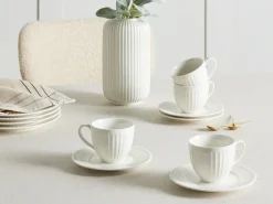 Set di 4 tazze con piattini COWSLIP Porcellana Bianco