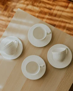 Set di 4 tazze con piattini COWSLIP Porcellana Bianco
