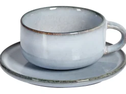 Set di 4 tazze con piattini JUNIPER Gres porcellanato Azzurro