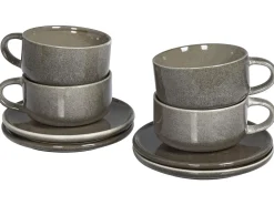 Set di 4 tazze con piattini COSTMARY Gres porcellanato Grigio
