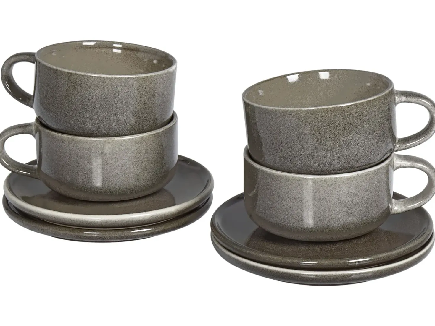 Set di 4 tazze con piattini COSTMARY Gres porcellanato Grigio