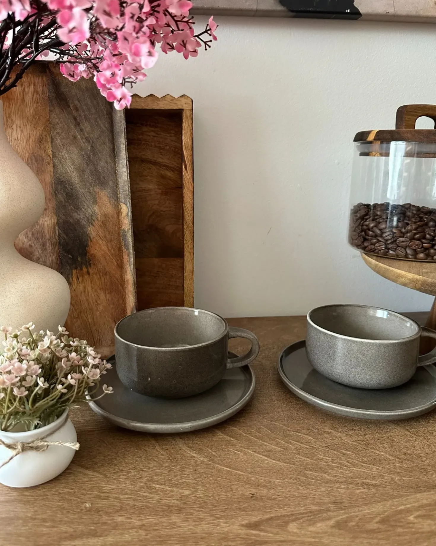 Set di 4 tazze con piattini COSTMARY Gres porcellanato Grigio