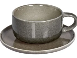 Set di 4 tazze con piattini COSTMARY Gres porcellanato Grigio