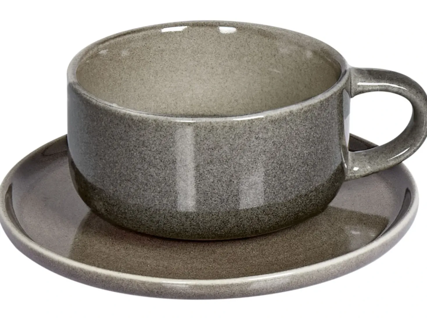 Set di 4 tazze con piattini COSTMARY Gres porcellanato Grigio