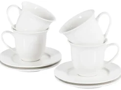 Set di 4 tazze con piattini ELDERBERRY Porcellana Bianco