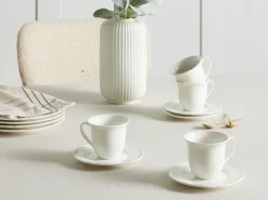 Set di 4 tazze con piattini ELDERBERRY Porcellana Bianco