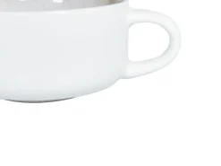 Set di 4 tazze con piattini SESAME Gres porcellanato Bianco sporco