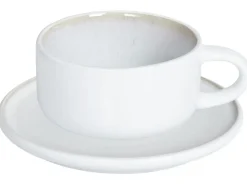 Set di 4 tazze con piattini SESAME Gres porcellanato Bianco sporco