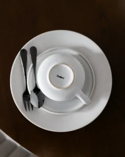Set di 4 tazze con piattini SESAME Gres porcellanato Bianco sporco