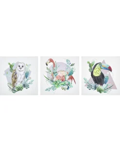 Set di 3 tele MENAKA Motivo animale 30 x 30 cm Multicolore