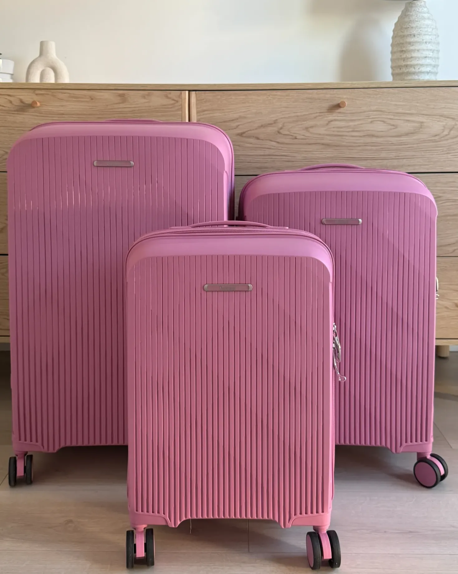 Set di 3 valigie rigide TONSAI Rosa