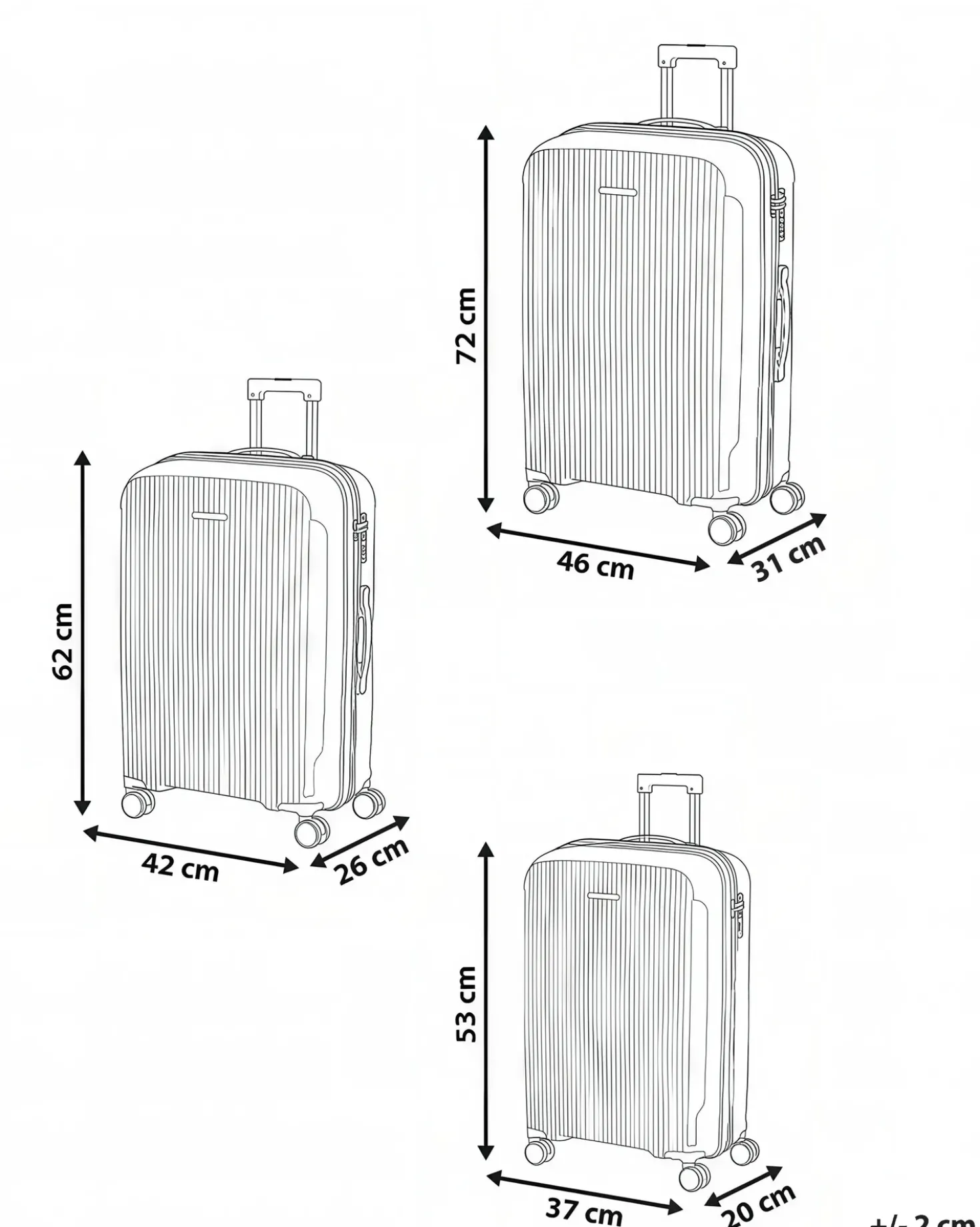 Set di 3 valigie rigide TONSAI Rosa